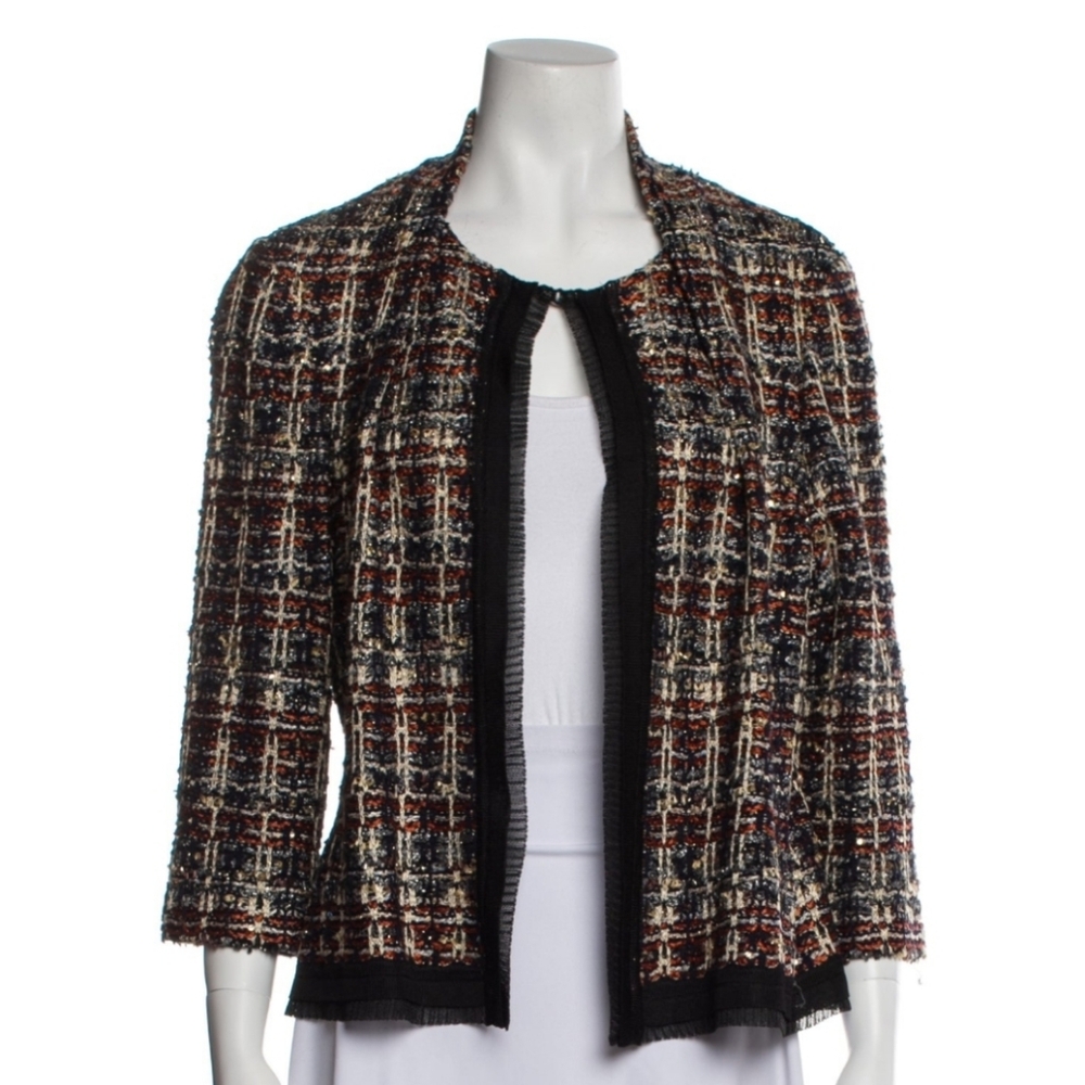 St. John Black and Brown Tweed Blazer
